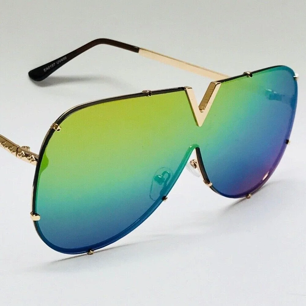 Sunglasses Womens Men Trendy Sun‎ Glasses Oversized Square Flat Lens Metal Frame